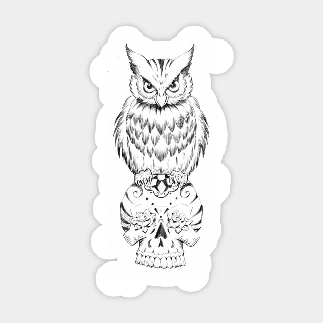 owl and sugar skull Sticker by Paul_Abrams